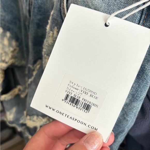 NWT One Teaspoon Freebirds Ripped Jeans in Vintage Blue Size 27 Kardashian - Picture 3 of 11